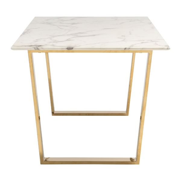 70.9" X 35.4" X 29.7" Stone And Gold Dining Table