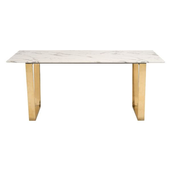 70.9" X 35.4" X 29.7" Stone And Gold Dining Table