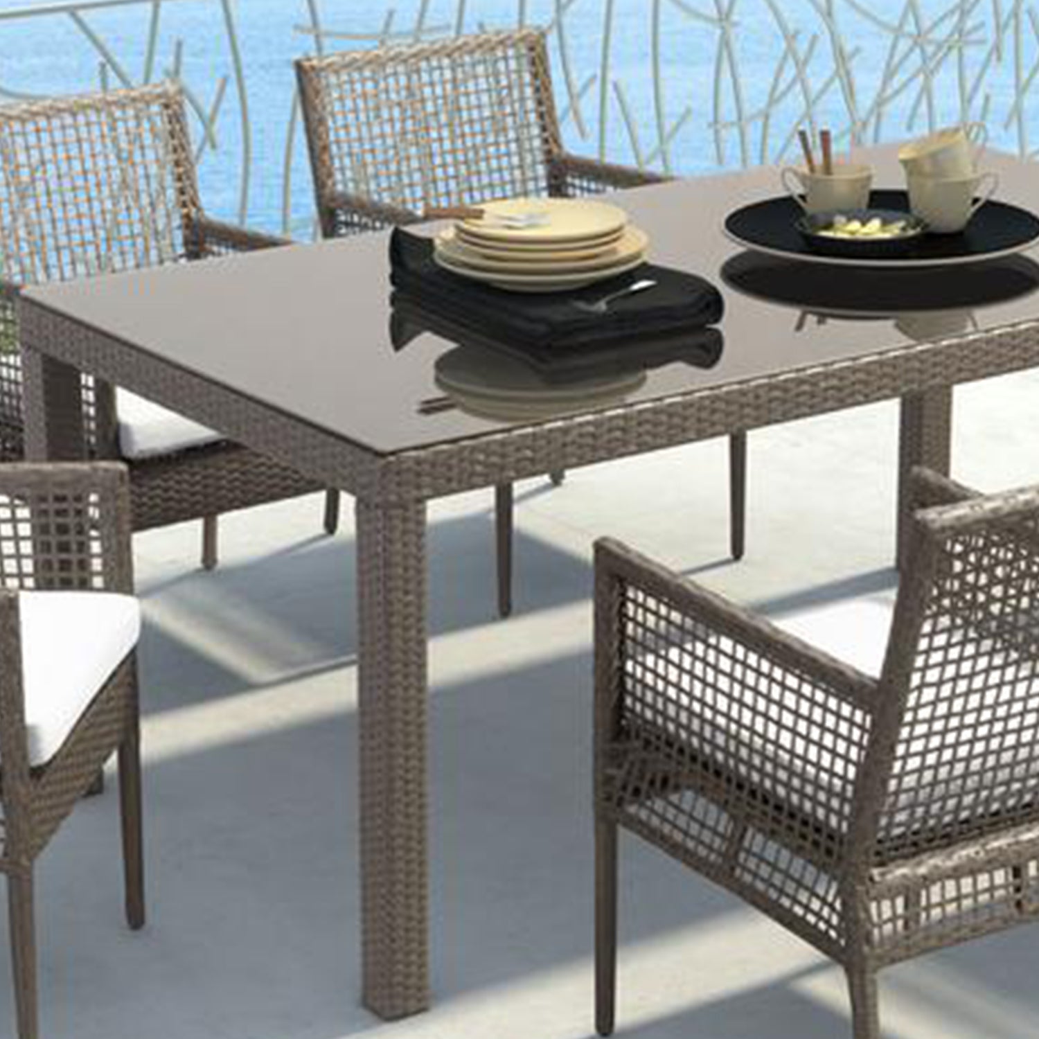67.7" X 37.8" X 29.9" Cocoa Tempered Glass Dining Table