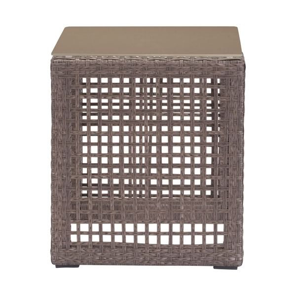 17.9" X 15.9" X 17.9" Cocoa End Tempered Glass Table