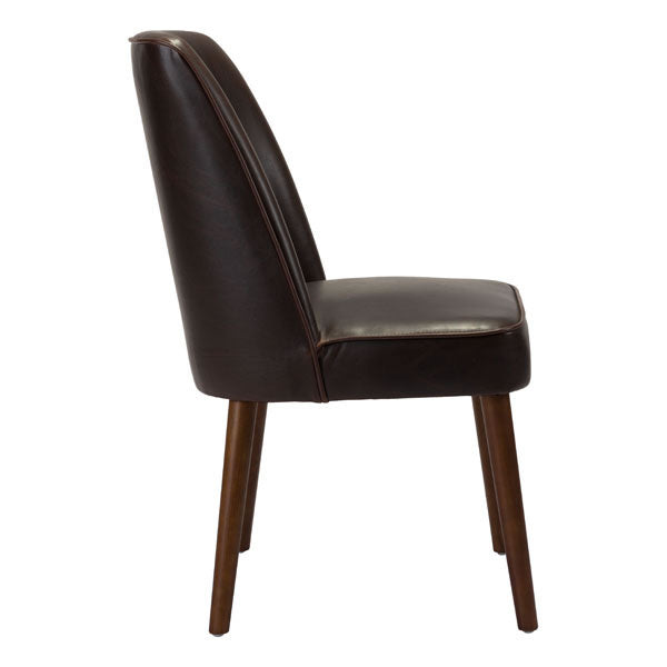 20.5" X 23.6" X 35.4" Brown Leatherette Toon Wood Dining Chair