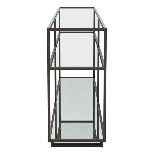 48" X 15" X 29.9" Distressed Black Console Table