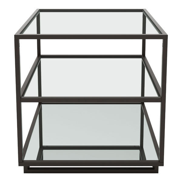 21.7" X 21.7" X 21.9" Distressed Black End Table