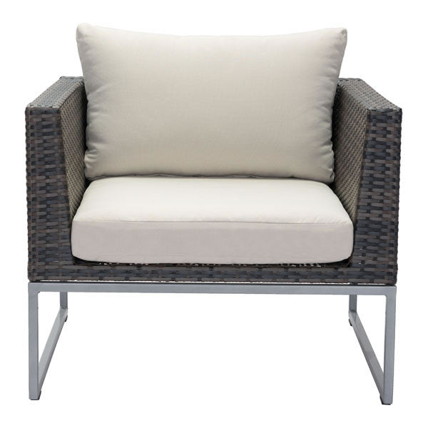 31.5" X 33" X 25" Brown And Beige Arm Chair