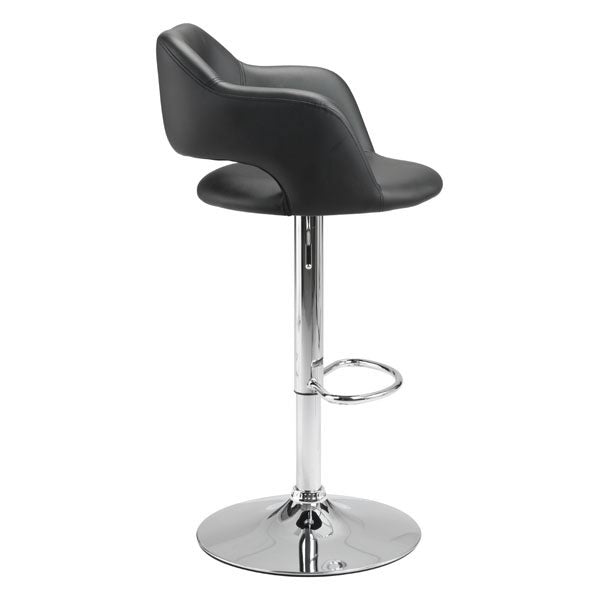 22.5" X 21.7" X 43.3" Black Leatherette Chromed Steel Bar Chair