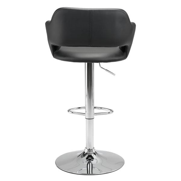 22.5" X 21.7" X 43.3" Black Leatherette Chromed Steel Bar Chair