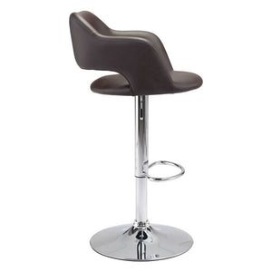 22.5" X 21.7" X 43.3" Espresso Leatherette Chromed Steel Bar Chair