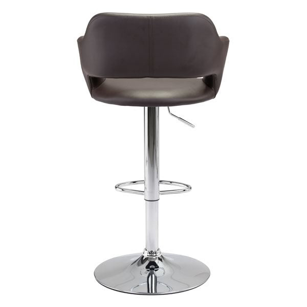22.5" X 21.7" X 43.3" Espresso Leatherette Chromed Steel Bar Chair