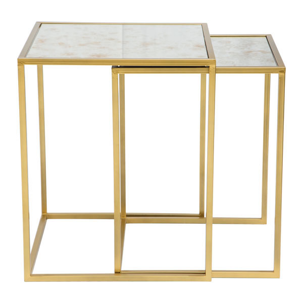 18.1" X 18.1" X 2.8" 2 Pcs Handsome Gold Nesting Table