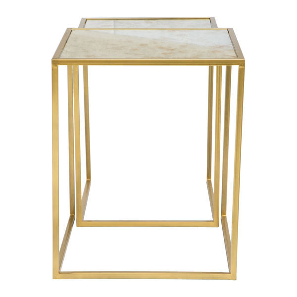 18.1" X 18.1" X 2.8" 2 Pcs Handsome Gold Nesting Table
