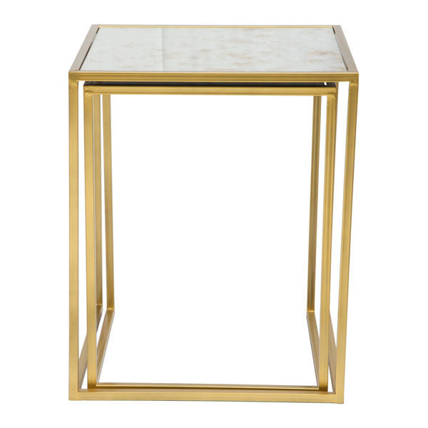 18.1" X 18.1" X 2.8" 2 Pcs Handsome Gold Nesting Table