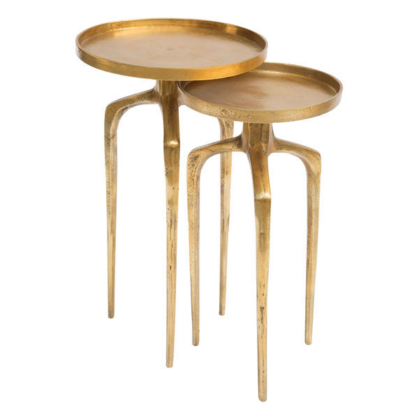 Modern Brass Finish Nesting Accent Table Set of 2
