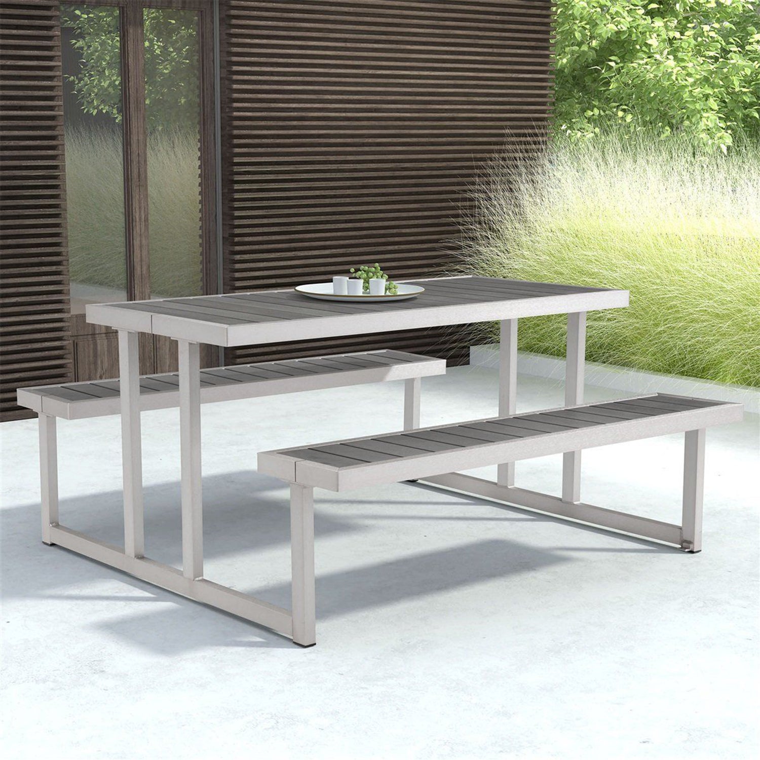 23.6" X 23.6" X 37.4" Grey Chrome Table