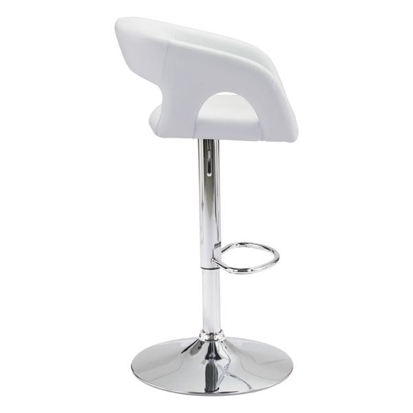 20.5" X 19.3" X 41" White Leatherette Chromed Steel Bar Chair