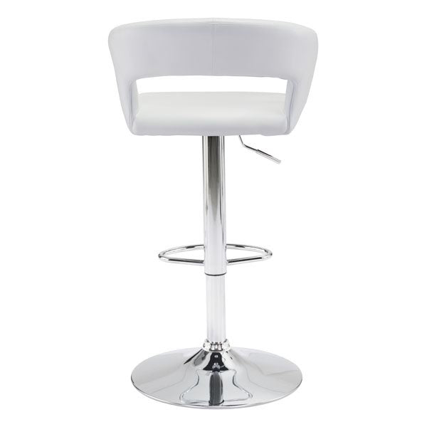 20.5" X 19.3" X 41" White Leatherette Chromed Steel Bar Chair
