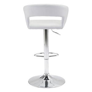 20.5" X 19.3" X 41" White Leatherette Chromed Steel Bar Chair