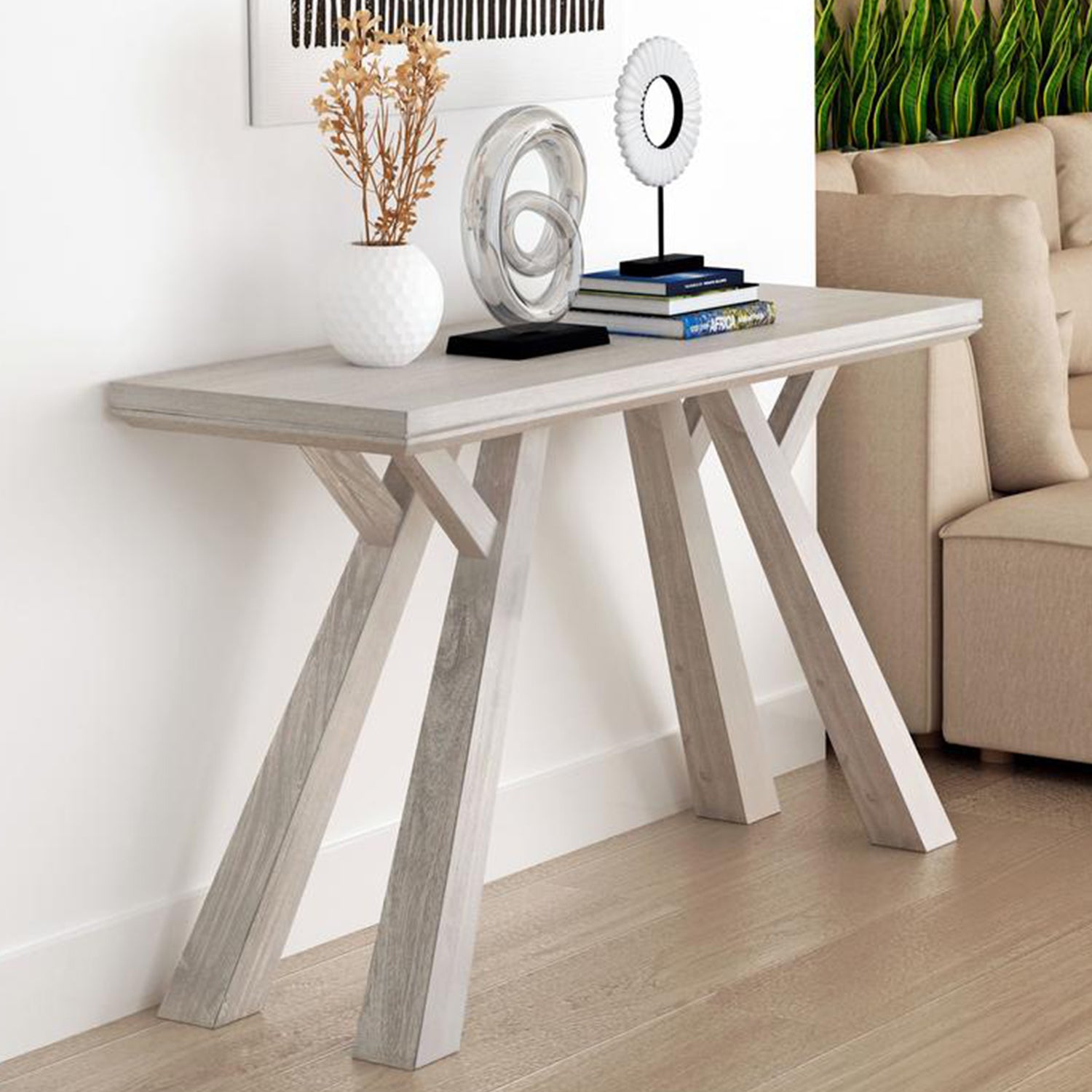 52" X 16.9" X 29.9" Solid Acacia Console Table