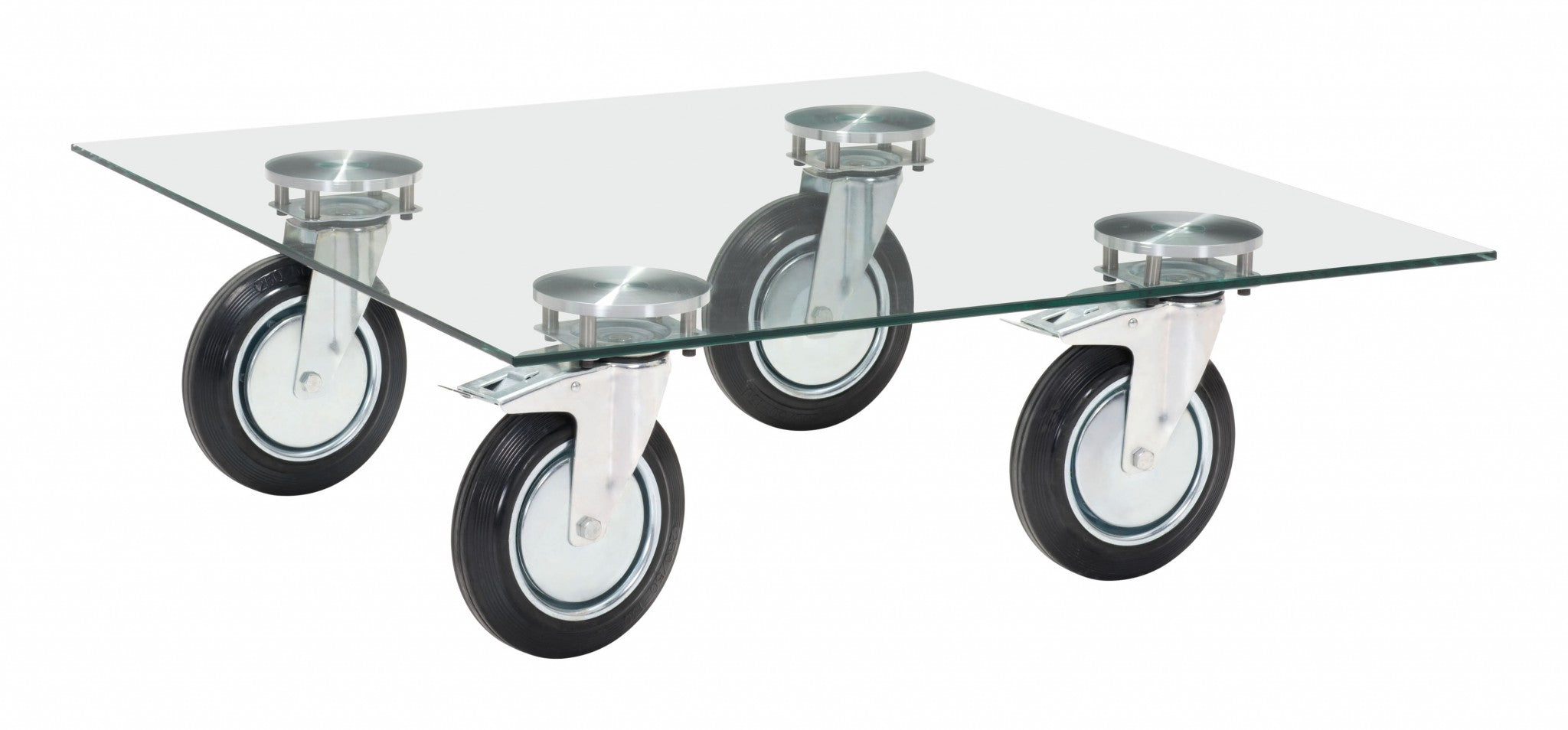 40.2" x 40.2" x 13.2" Clear, Tempered Glass, Steel, Coffee Table