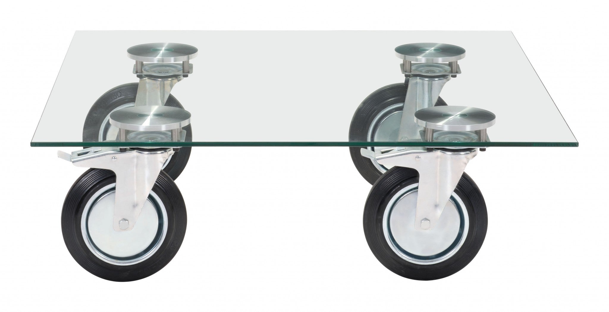 40.2" x 40.2" x 13.2" Clear, Tempered Glass, Steel, Coffee Table