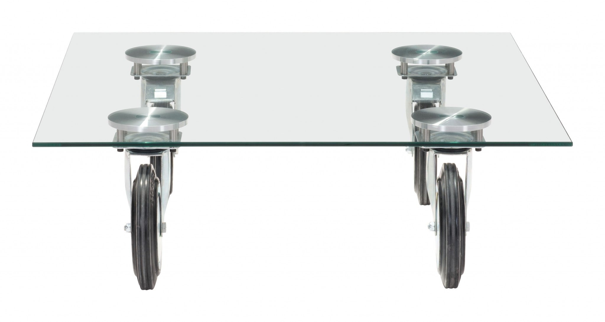 40.2" x 40.2" x 13.2" Clear, Tempered Glass, Steel, Coffee Table