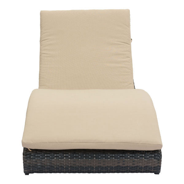 27.5" X 78.5" X 14" Brown And Beige Synthetic Weave Beach Chaise Lounge
