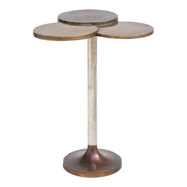 15.8" X 15.8" X 20" Black And White Aluminium Accent Table