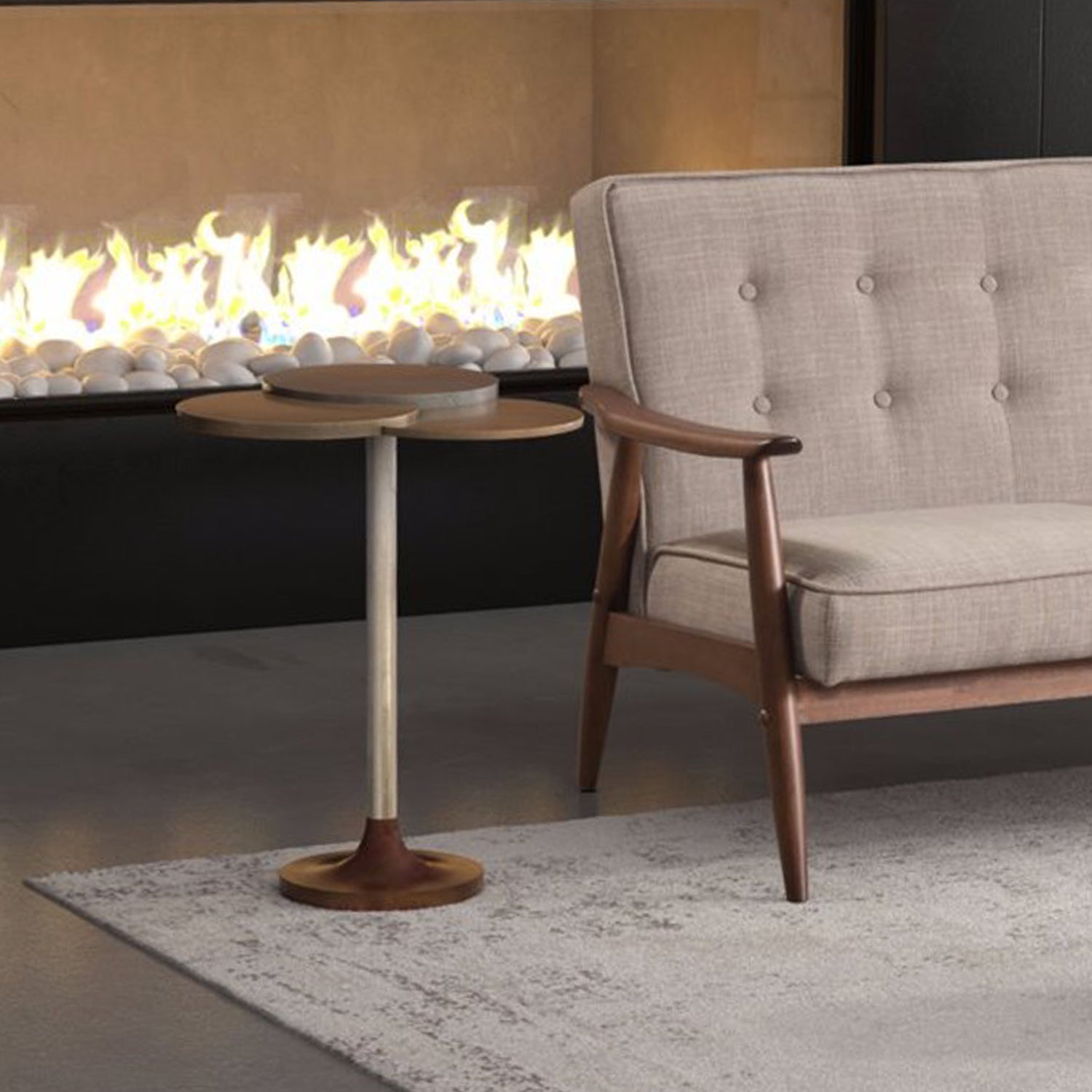 15.8" X 15.8" X 20" Black And White Aluminium Accent Table