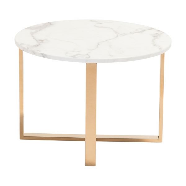 24" X 24" X 16.9" Stone And Gold Faux End Table