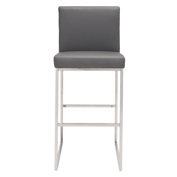 18.7" X 21.9" X 42.9" Gray Leatherette Barstool
