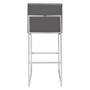 18.7" X 21.9" X 42.9" Gray Leatherette Barstool