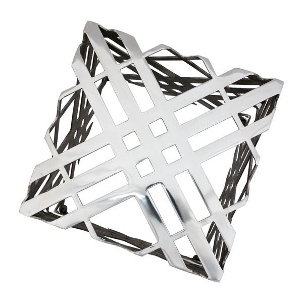 16" X 10" X 16" Black And White Powder Coated Iron Accent Table