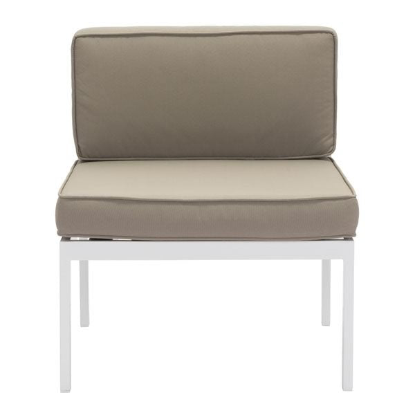 24.4" X 26" X 29.5" 2 Pcs White And Taupe Middle Sunproof Fabric Beach Chair