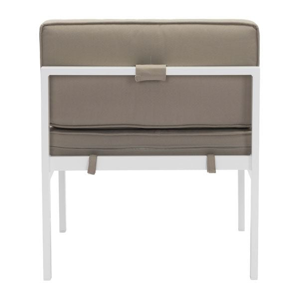 24.4" X 26" X 29.5" 2 Pcs White And Taupe Middle Sunproof Fabric Beach Chair