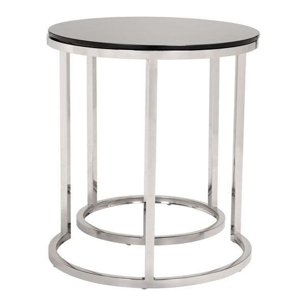 19.7" X 19.7" X 22.2" Sets Black And Stainless Tempered Glass Coffee Table