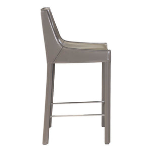 18.1" X 20.5" X 39" 2 Pcs Stone Gray Recycled Leather Metal Bar Chair