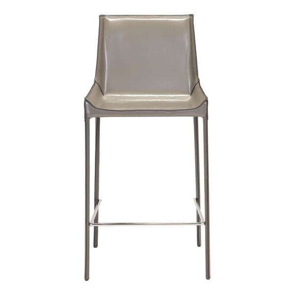 18.1" X 20.5" X 39" 2 Pcs Stone Gray Recycled Leather Metal Bar Chair