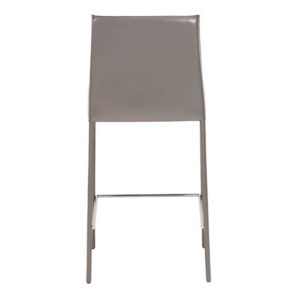 18.1" X 20.5" X 39" 2 Pcs Stone Gray Recycled Leather Metal Bar Chair