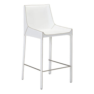 18.1" X 20.5" X 39" 2 Pcs White Recycled Leather Metal Bar Chair
