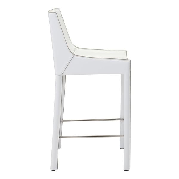 18.1" X 20.5" X 39" 2 Pcs White Recycled Leather Metal Bar Chair