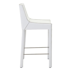 18.1" X 20.5" X 39" 2 Pcs White Recycled Leather Metal Bar Chair