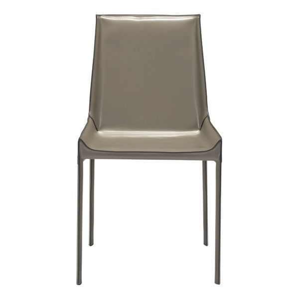 18.9" X 23.2" X 35.4" 2 Pcs Stone Gray Recycled Leather Dining Chair