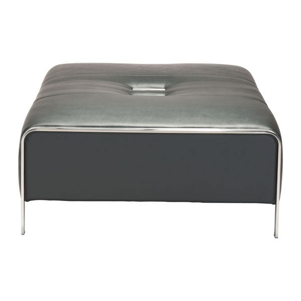 60.5" X 38" X 16" Black Leatherette Ottoman