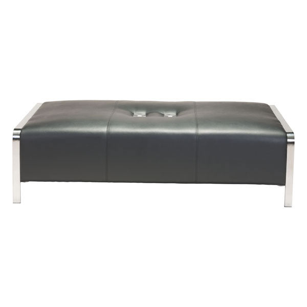 60.5" X 38" X 16" Black Leatherette Ottoman