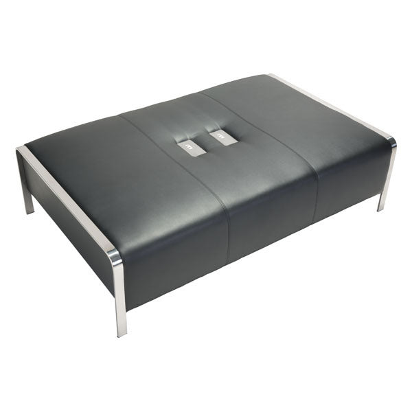 60.5" X 38" X 16" Black Leatherette Ottoman