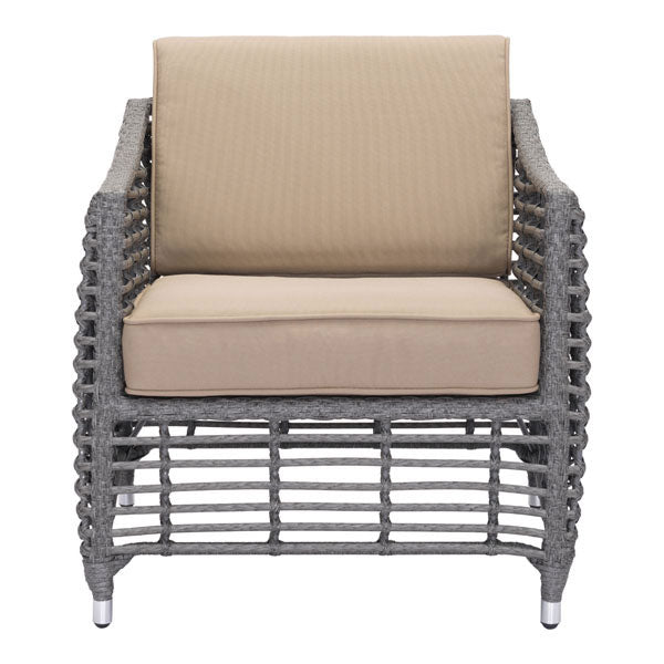 31" X 34.5" X 30" Gray And Beige Beach Arm Chair