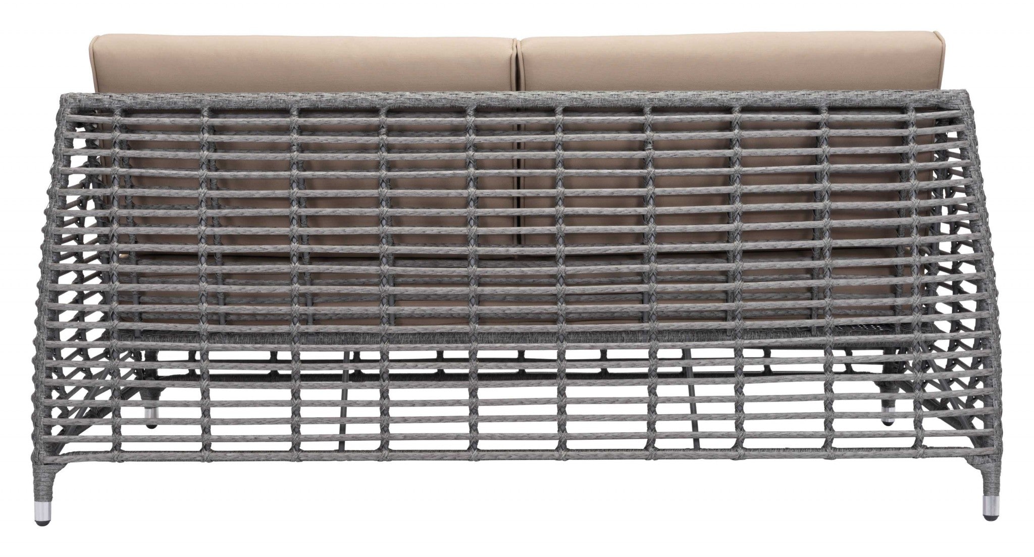 67.5" x 34.5" x 30" Gray & Beige, Synthetic Weave, Aluminum Frame, Beach Sofa