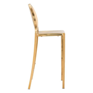 18.9" X 19.3" X 44.9" 2 Pcs Gold Polished Stainless Steel Bar Chair