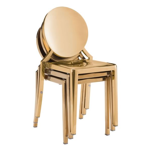 17.5"X 18" X 31.9" 2 Pcs Gold Polished Stainless Steel Dining Chair