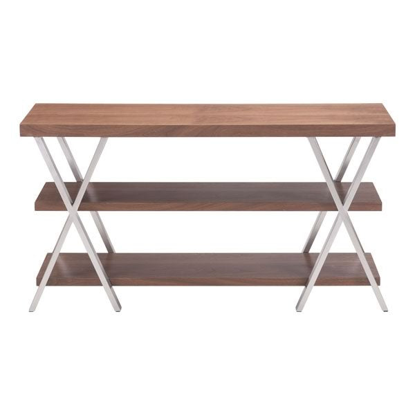 50" X 15.7" X 26" Walnut Wood Tv Stand