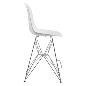 19" X 20.3" X 39" White Polypropylene Counter Chair